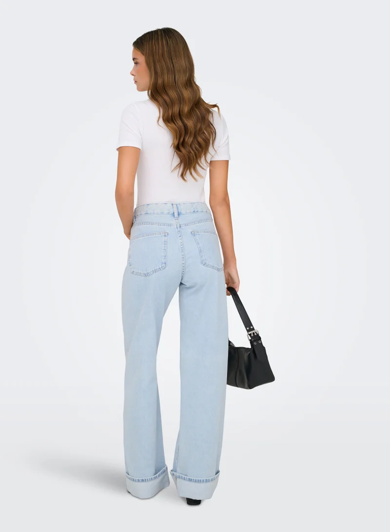 ONLY Onlella Mid Waist  Wide Leg Jeans "32